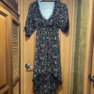 Wild Moss Navy Floral High Low Dress Size Medium